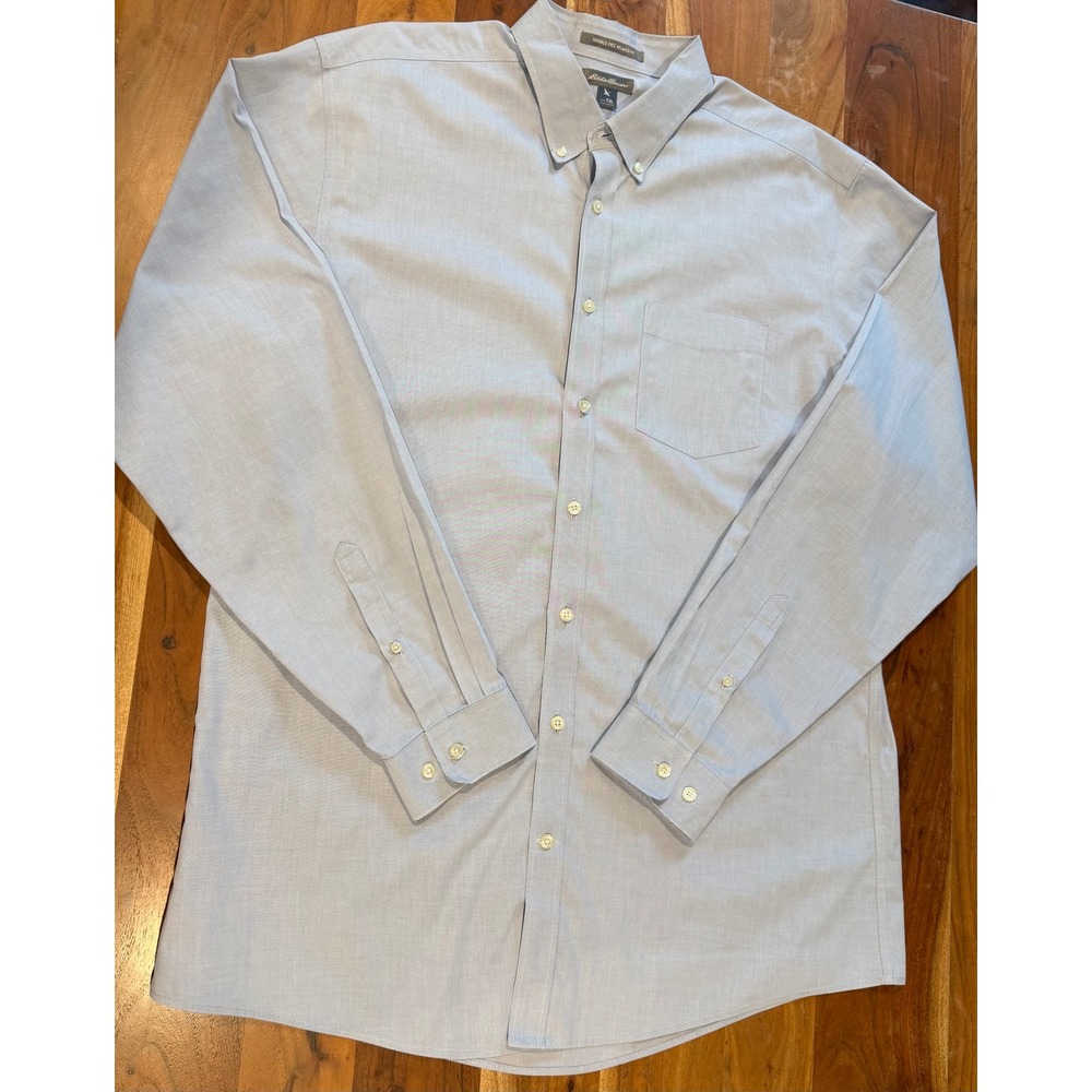 Eddie Bauer Mens TXL Light Blue Wrinkle Free Relaxed Fit Button Down Shirt